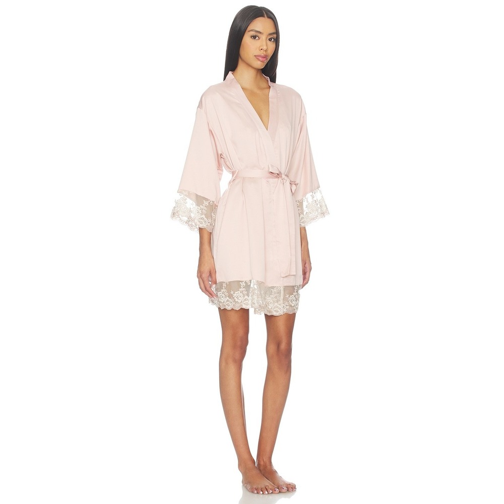 Flora Nikrooz Women Rosa Shell Pink Charmeuse Kimono Size Large NEW